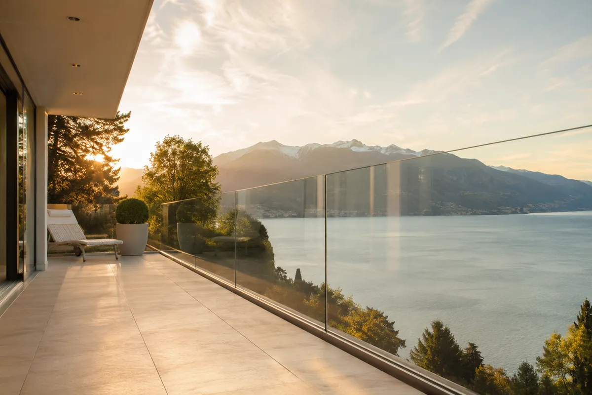 Garde-corps en verre trempé sur mesure à Nyon – balustrade terrasse avec vue sur le lac Léman