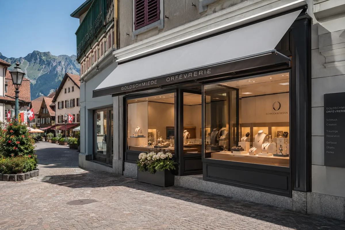 Vitrine sur mesure et store pour commerce et magasin à Gland – installation professionnelle