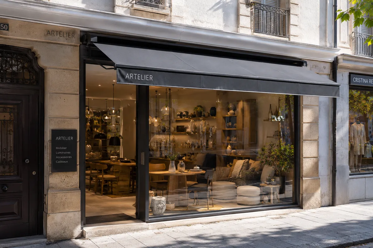 Vitrine sur mesure et store pour commerce et magasin à Nyon – installation professionnelle